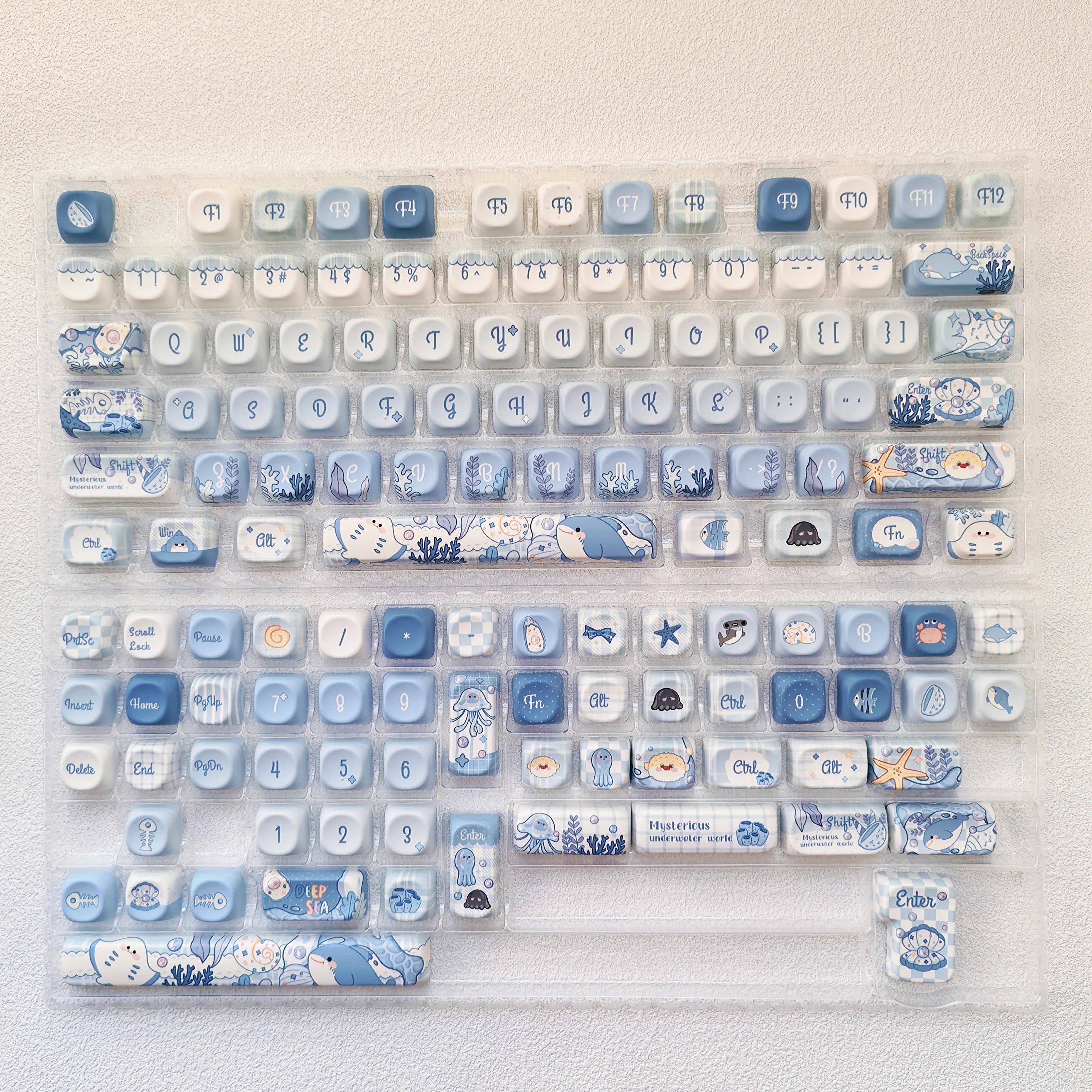 125 Keys Milky Way White Dye-Sublimation Keyboard Keycaps MOA Profile Cute PBT Key cap for Cherry MX Switches Gaming Keyboard