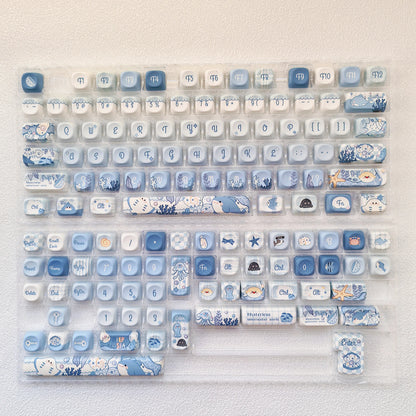 125 Keys Milky Way White Dye-Sublimation Keyboard Keycaps MOA Profile Cute PBT Key cap for Cherry MX Switches Gaming Keyboard