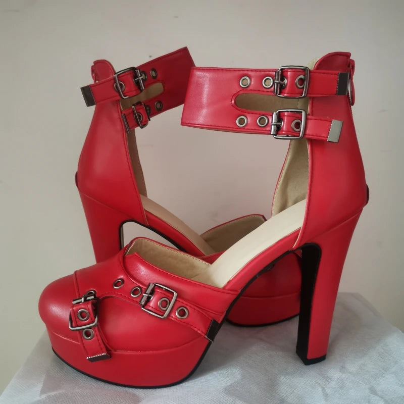 Red Platform High Heels Women's Sandals Summer Shoes 2025 Strap Black White Pumps Wedding Dance Party Shoes Large Size 50