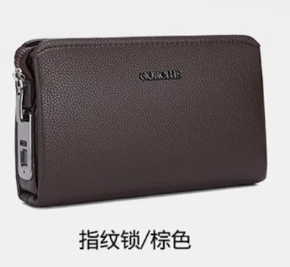 Leather Wallet FL-V1 Men Business Clutch Bag Smart Fingerprint lock Security Anti Theft Handbag Black Safety Men Wallet...