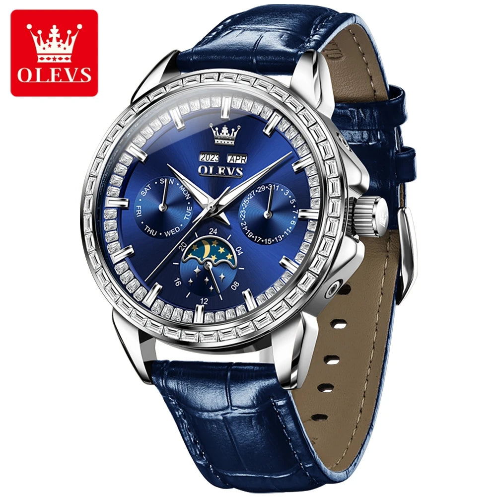 OLEVS 6695 Luxury Man Watch Original Brand Diamond Bezel Moon Phase Waterproof Glow Automatic Mechanical Wrist Watches...
