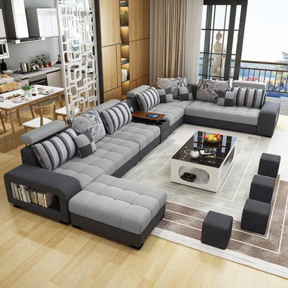 Light Luxury L-Shaped Sofa Set Living Room Furniture High Quality Big Sofa Set Modern Design Wooden Multifunctional Sofa...