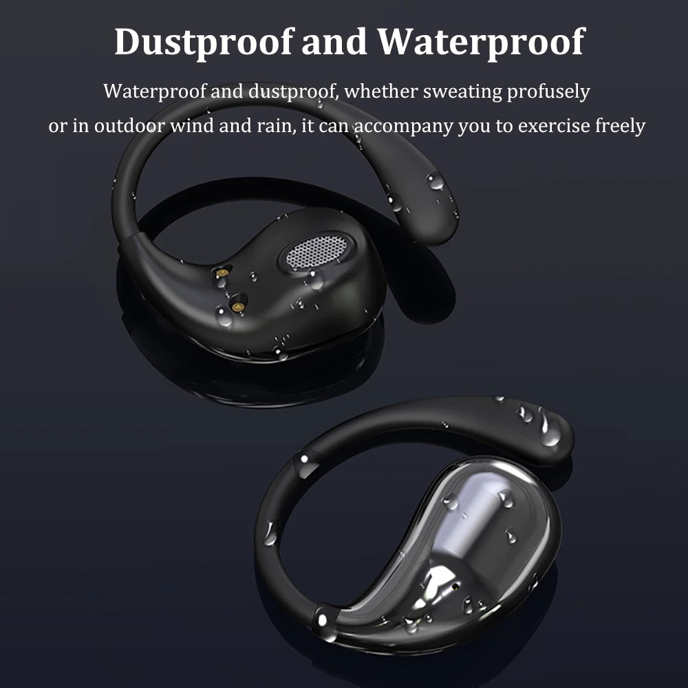 Bluetooth 5.4 Ear Hook Headphones TWS Wireless Earphones HiFi Stereo Waterproof Headsets LED Display Long Standby Touch Earbuds - Kimlud