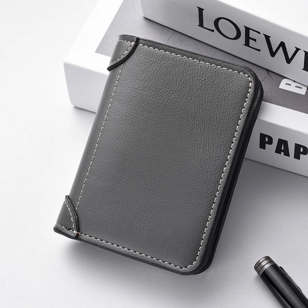 1Pc New Ultra-thin Mini Soft PU Leather Credit Card Wallet Holder Short Vertical High Quality Men's Wallet - Kimlud