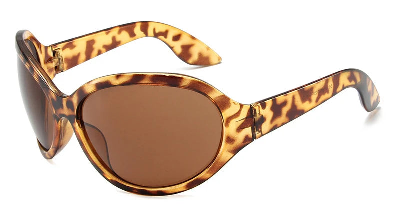 Oversized Y2K Sunglasses Women Lady Trendy Big Frame Vintage Wrap Around Glasses Fashion Punk Silver Shades - Kimlud
