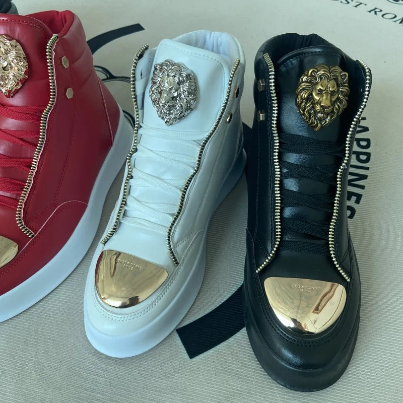Zip decoration casual sneaker designer shoes for man luxury brand trainers running shoes high top sports casual ankle boots men - Kimlud