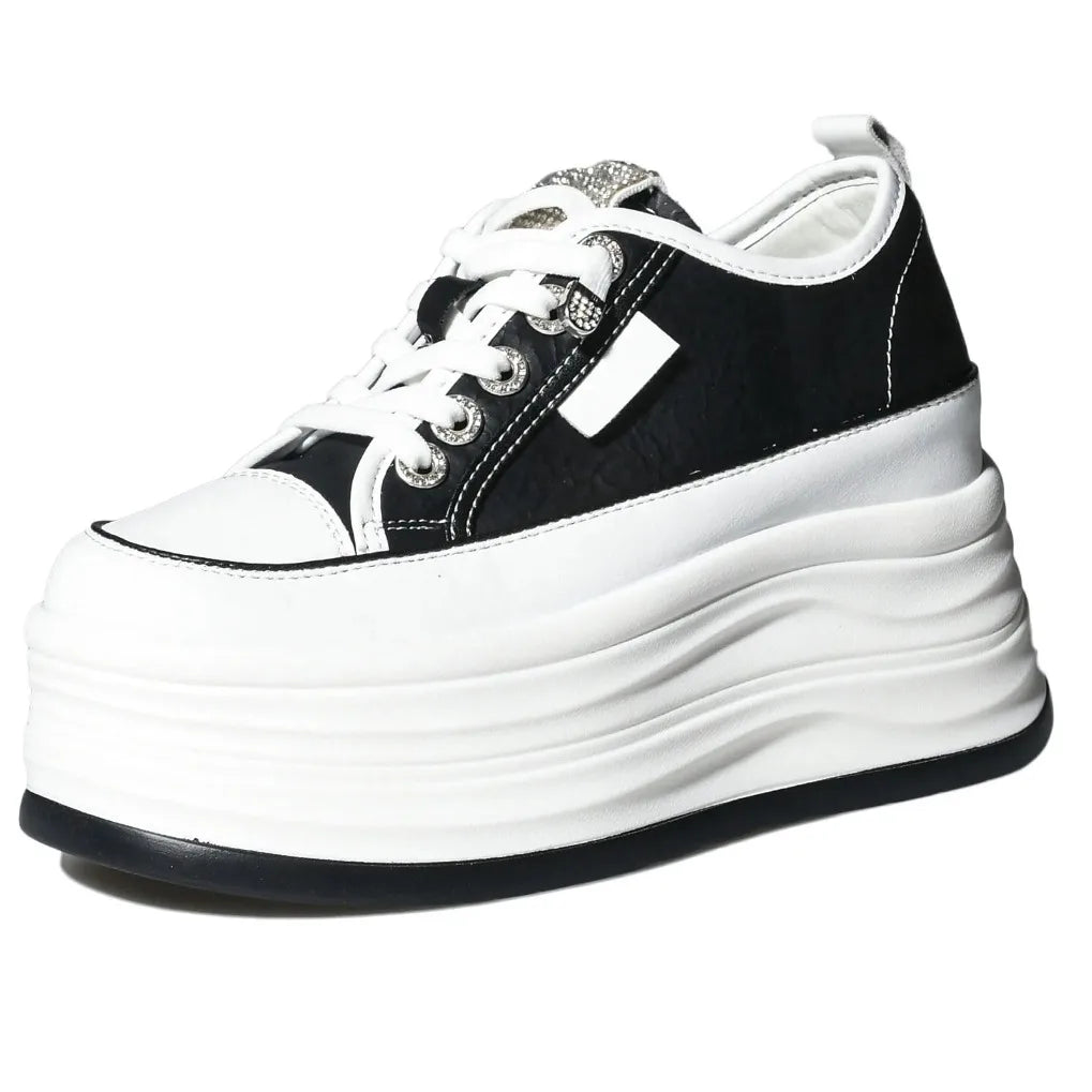 Fujin Wedge Heel Sneakers Shoes Comfy Casual Shoes Female 9cm High Quality Microfiber Leather White Platform Sneakers for Women