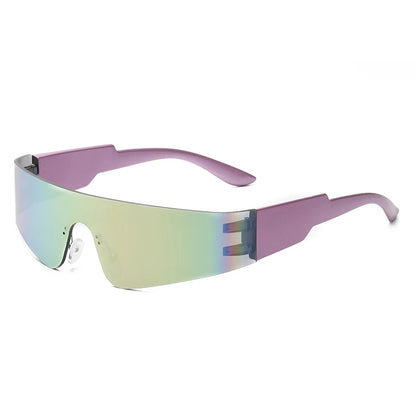 Cycling Punk One Piece Sunglasses Women Goggle Mirrored Y2K Sun Glasses Men 2000'S Wrap Around Eyeglasses Fashion Eyewear