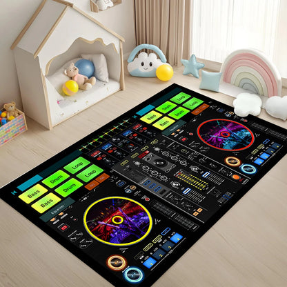 Retro DJ Console Carpet Music Studio Pattern Mat Stylish Area Rug for Living Room Bedroom Home Decoration Home Rugs for Bedroom - Kimlud
