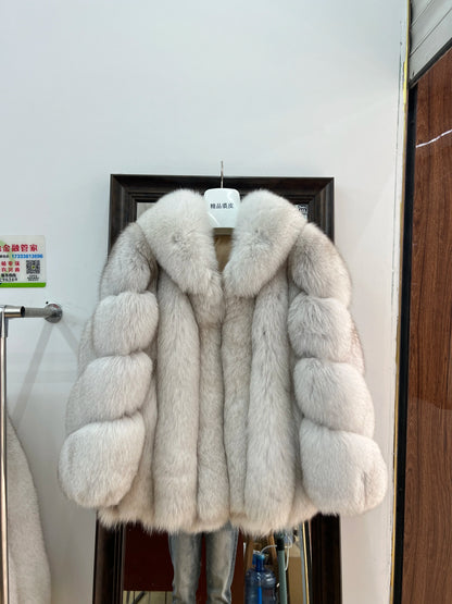 Finnish Imported Silver Fox Mid-Length Waist Coat Winter High-End King Leather Jacket 2025 New Style