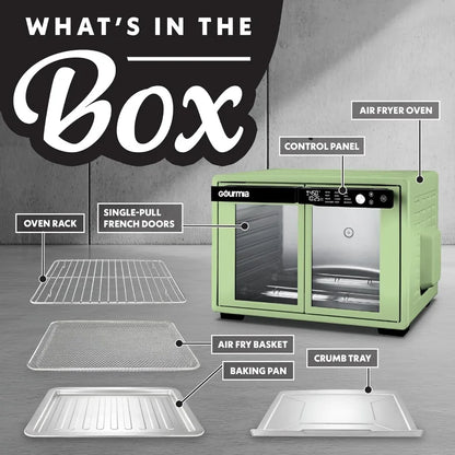 French Door Digital Air Fryer Oven with XL 37QT Capacity and 12 Presets Features FryForce 360 Technology for Even Cooking Ideal