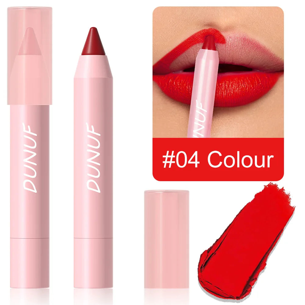 18-Colors Lipstick Pencil Waterproof Sexy Red Matte Contour Tint Lipstick Lasting Non-stick Cup Lipliner Pen Lip Makeup...