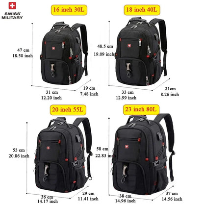 SWISS MILITARY Fashion Travel Multifunction Large Capacity Male Bag Usb Charging Waterproof 23 inch Laptop Backpack Men Mochila