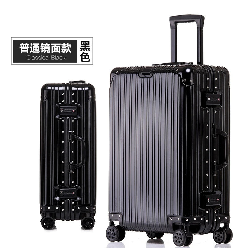 Aluminum Suitcase Metal Luggage 20/22/28/30 Inch Carry-on Travel Bags Trip Cabin Password Trolley Case Travel Wheeled Suitcases