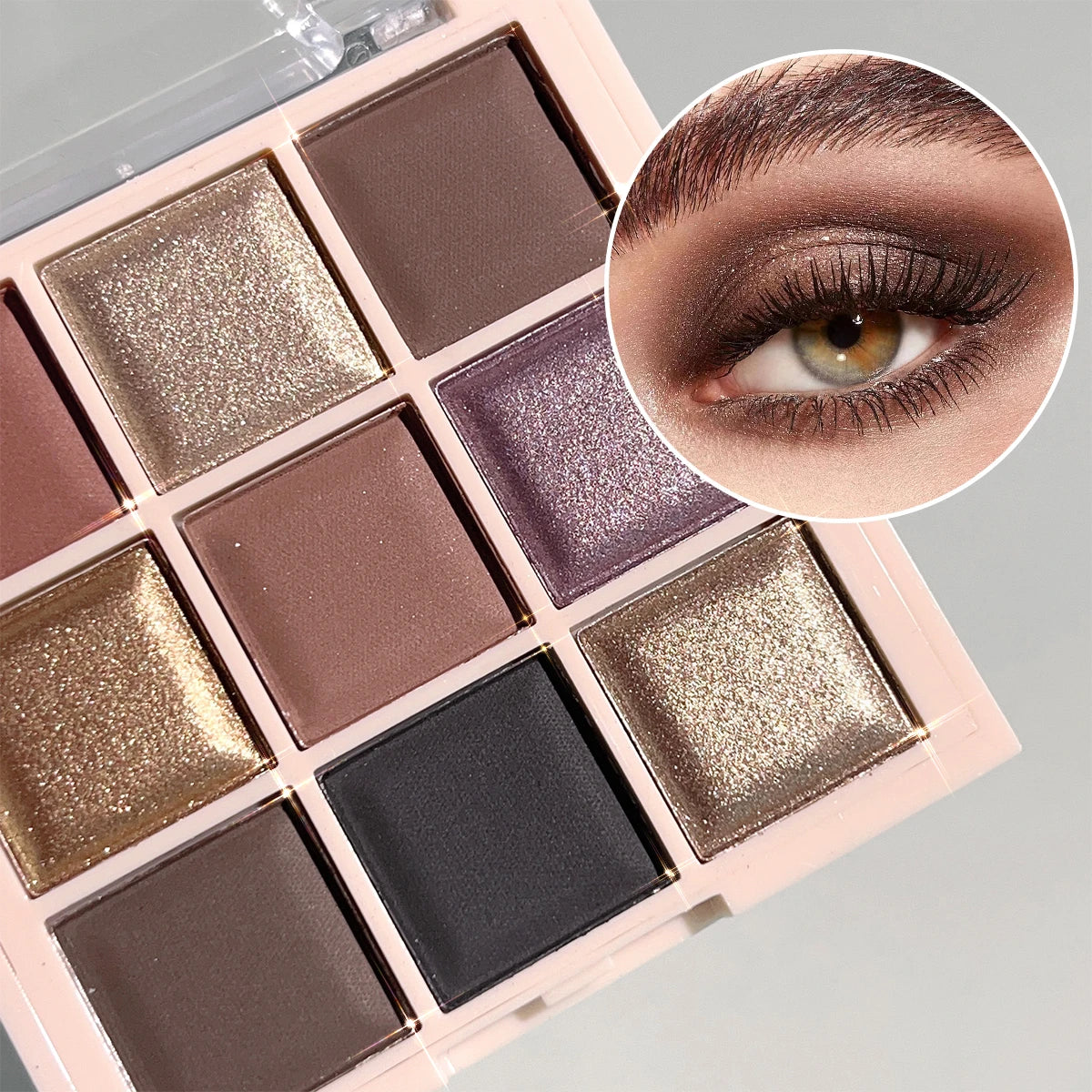 JUJU DREAM 9-Color Eyeshadow Palette, Matte & Shimmer Finish, Soft Milk Tea Tones, Compact & Easy for Daily Student Makeup