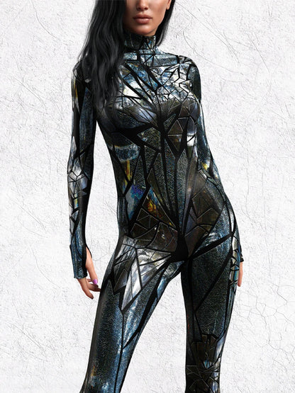 Cyberpunk Future Technology Halloween Carnival Women's Leotard Gothic Cool Jumpsuit 3D Printing Party Role Playing Costume