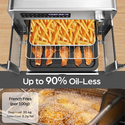 French Door Air Fryer Toaster Oven Combo 102 Recipes 7 Accessories Extra Large Airfryer Convection Oven Countertop 10-in-1 30 F