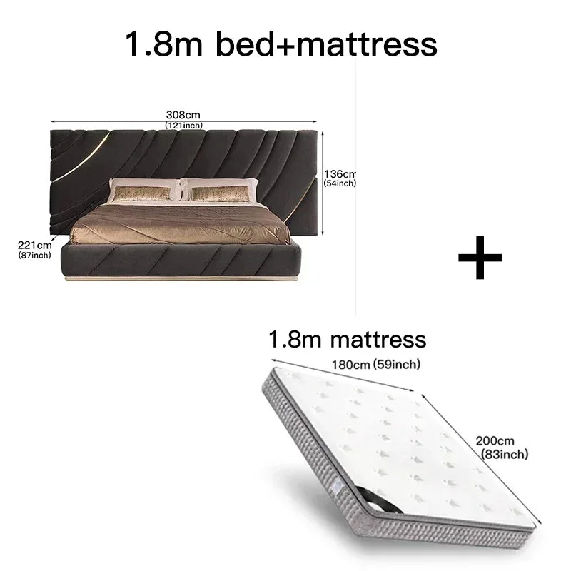 High-end Double Bed Luxury Bedroom Furniture Set Customizable Villa Bedroom Furniture Black Mattress King/Queen Size Bed...