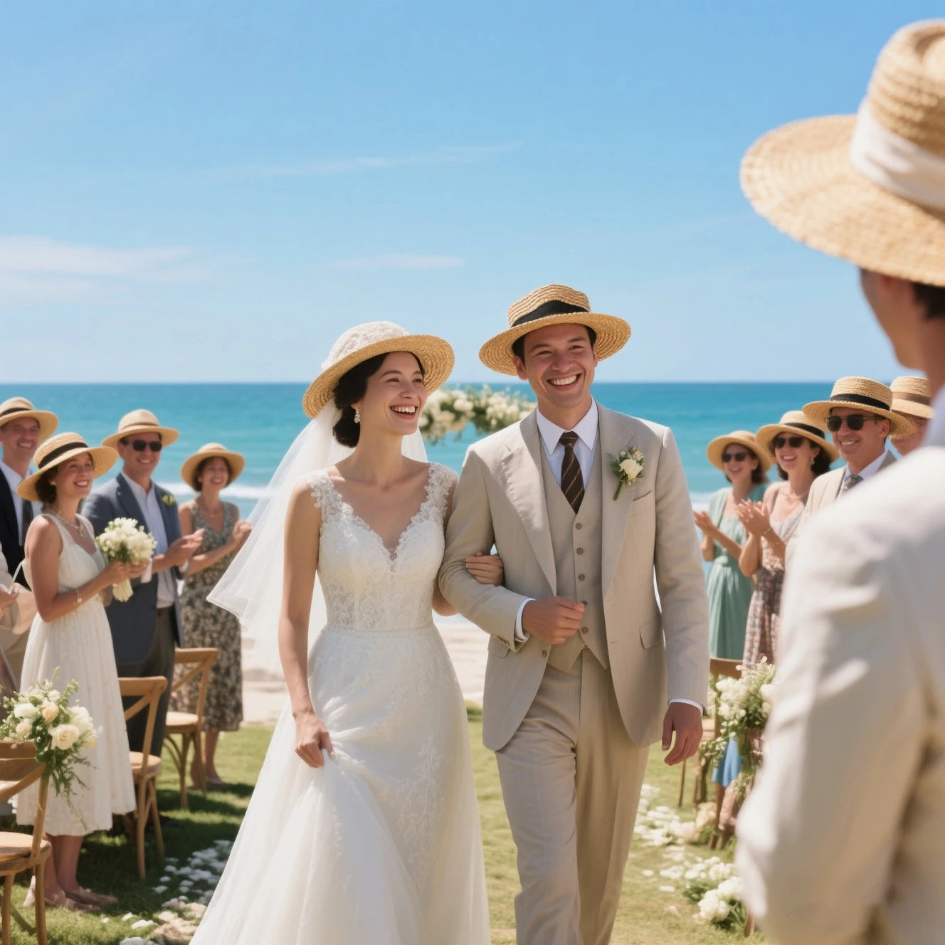 6-48PCS Straw Hat for Wedding 1920s Party Sombrero Straw Fedora Hats Panama Sun Summer Hat Beach Wedding Favors Men Women Trilby