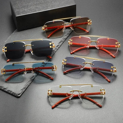 Fashion Rimless Luxury Brand Casual Sunglasses New Men Square Premium Eyewear Women Outdoor Driving Sun Glasses UV400 |...
