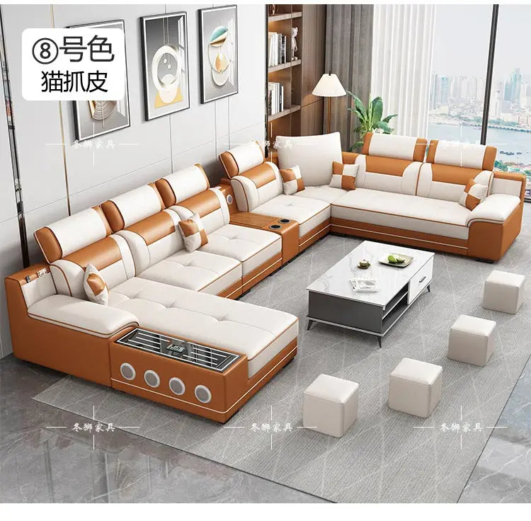 Fabric sofa modern simple living room combination large and small apartment furniture cat scratching skin leave-in technology cl