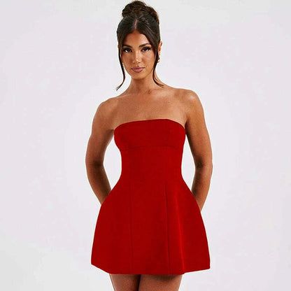Sexy A-Line Dress Women's Summer New Solid Sexy Sleeveless Off Shoulder Bodycon Dresses Fashion Elegant Club Party Lady Dresses