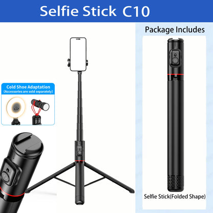 C10 Selfie Stick Wireless Bluetooth Remote Portable 72 Inch Aluminum Alloy Phone Tripod Stabilizer for iOS Android Cellphone
