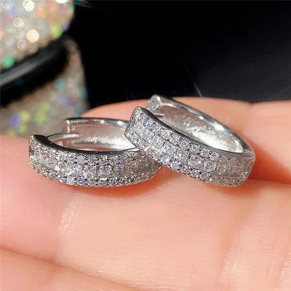 Fashion Cubic Zircon Small Hoop Earrings 925 Sterling SIlver Minimal Round Circle Hoops Earrings for Women Man Party...