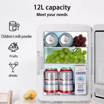 12L Portable Mini Refrigerator Student Dormitory Heating And Cooling Cosmetics Car Home Dual-Use Refrigeration And Preservation - Kimlud