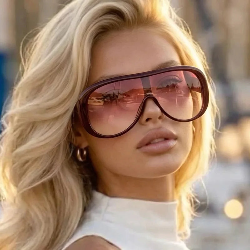 Oversized One Piece Large Frame Y2K Cat Eye Sunglasses for Women Men Retro Square Gradient Sun Glasses UV400 Decoration Shades