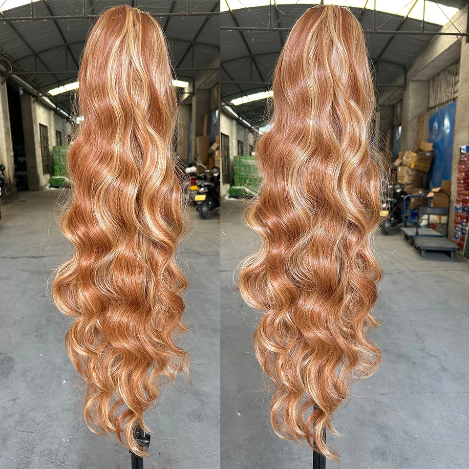 Magicae Ponytail 28Inches Ombre Brown Blond 27/ 613 Clip in Synthetic Hair Extension 180grams Heat Resistant Body Wavy |...