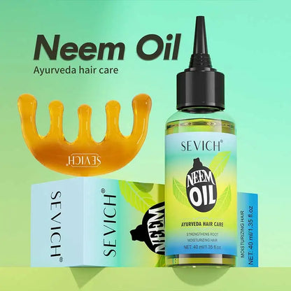 Sevich India Hair Growth Oil And Scalp Massager Comb Tool Set Ayurveda Neem Growth Oil Herbal Anti Hair Loss Treatment...