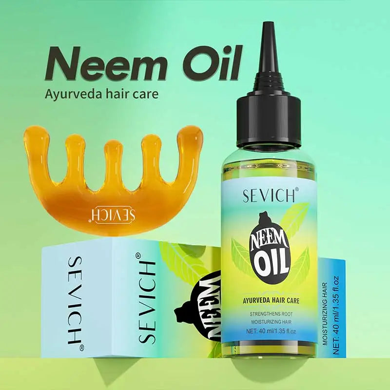 Sevich India Hair Growth Oil And Scalp Massager Comb Tool Set Ayurveda Neem Growth Oil Herbal Anti Hair Loss Treatment...