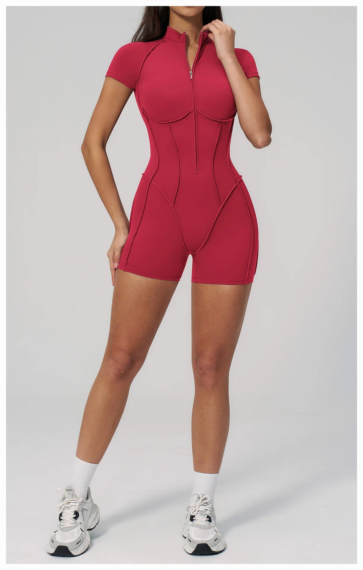 2026 Yoga Bodysuit Short Sleeves Women Tracksuits Gym Zipper Jumpsuits Sports Workout Rompers Fitness One-piece Suit Activewear - Kimlud