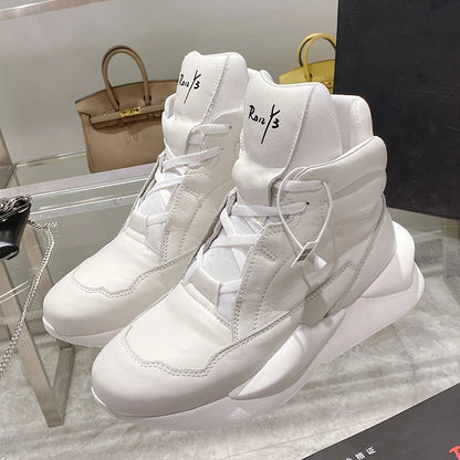 Handcrafted Leather Sneakers Boots Man Calf Leather Unisex Casual Shoes Soft Tennis Shoes Oversized Women's Ankle Boots Couples