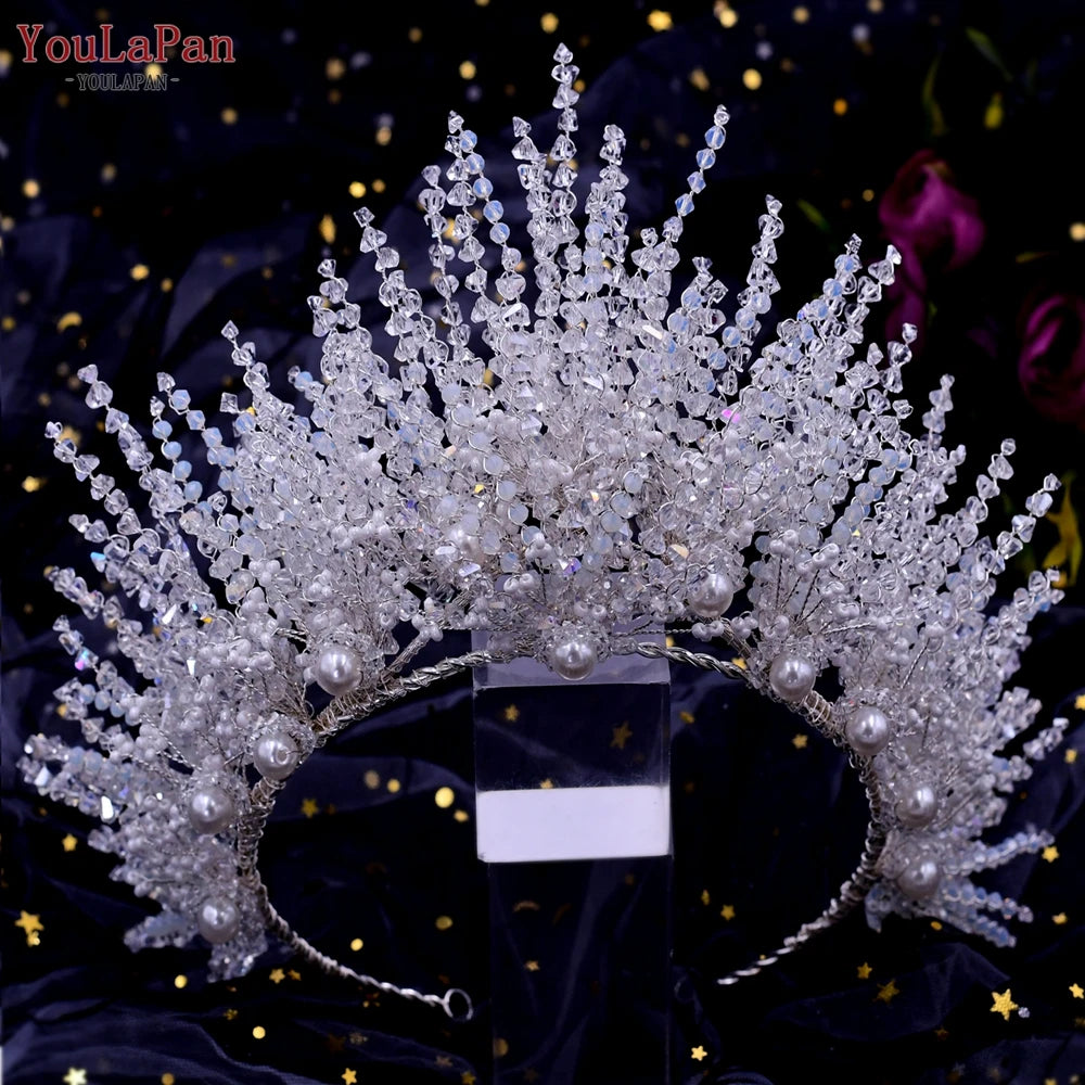 YouLaPan HP193P Wedding Headwear Necklace Earrings Jewelry Set Bride Headbands Rhinestone Headpiece Bridal Tiaras and Crowns