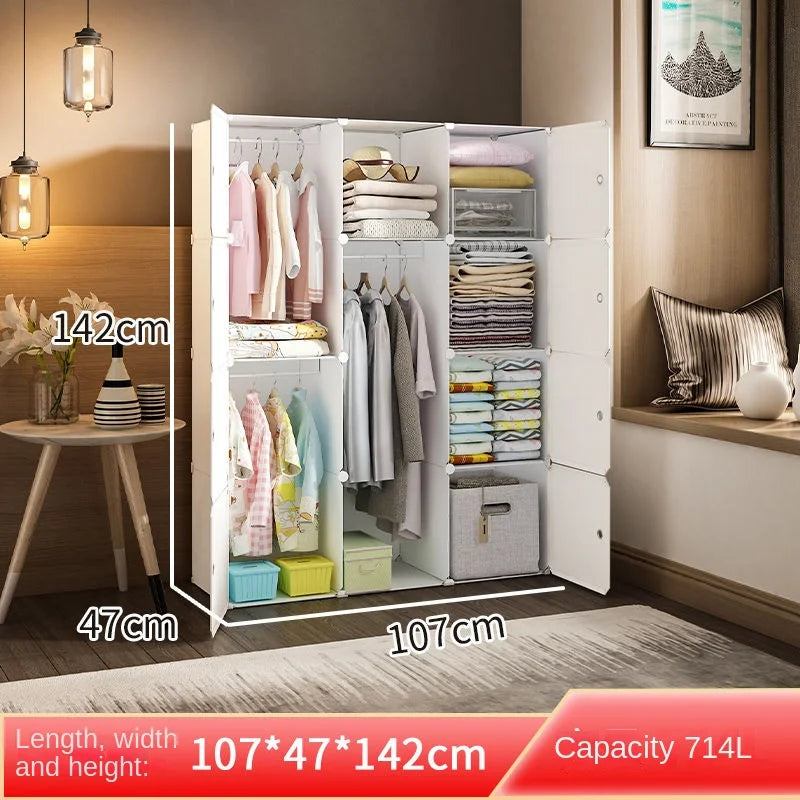 New Style Collapsible Bedroom Furniture Assemble Wardrobe Plastic Durable Clothes Cabinets Simplicity Large Space Storage Locker - Kimlud