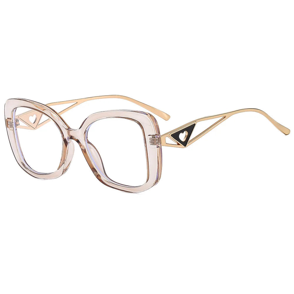 Luxury Brand Oversized Square Reading Glasses Women Triangle heart Temple Eyeglasses Blue Light Blocking Clear Computer...