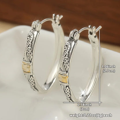 Vintage Trendy Carved Pattern Geometric Pendant Earrings Women's Personalized Ethnic Style Holiday Accessories Gifts |...