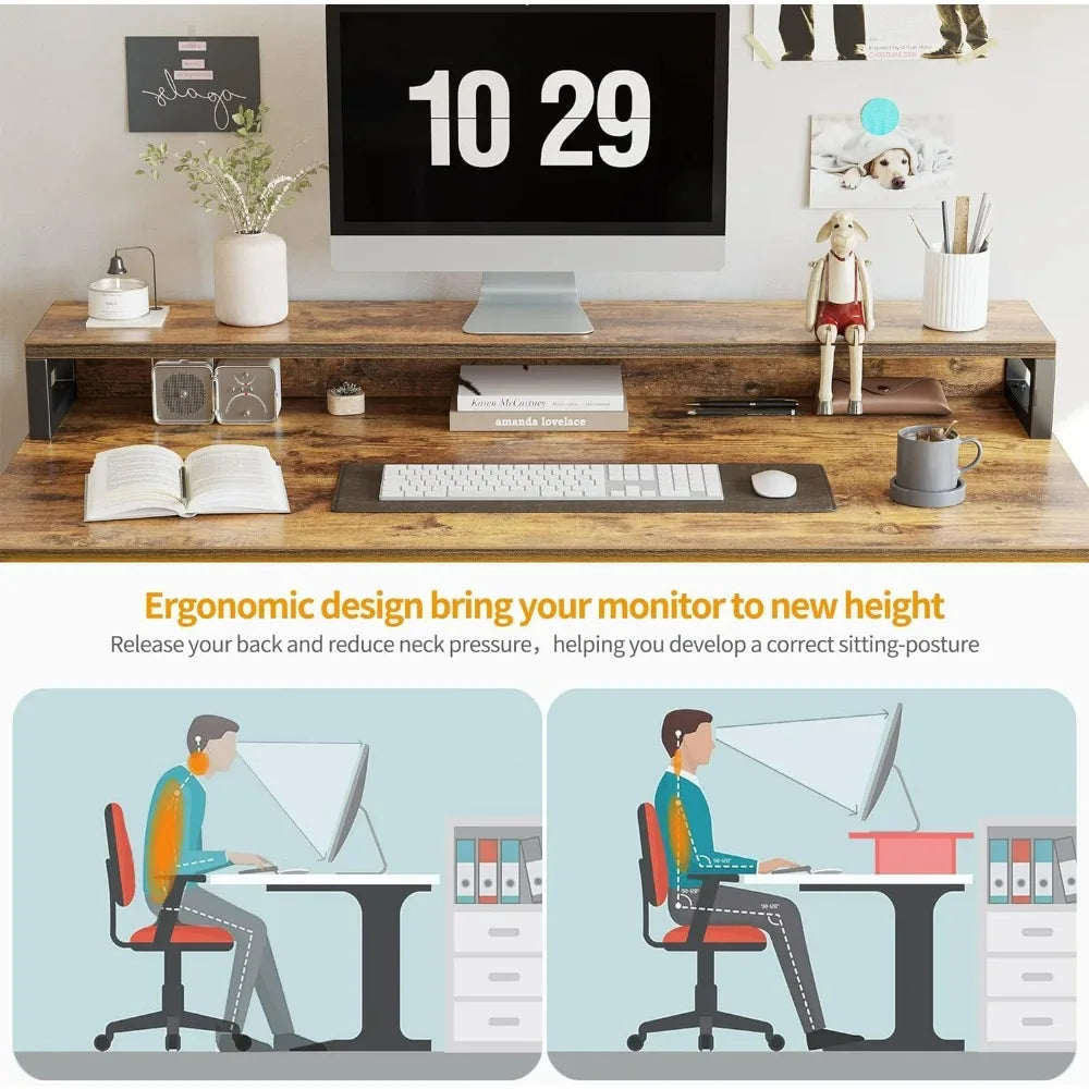 CubiCubi Computer Desk with Keyboard Tray 47 Inch Office Desk with Monitor Stand Storage Shelves Music Studio Desk Workstation