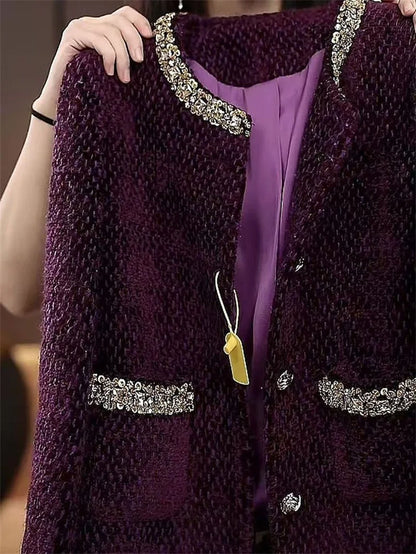 High-Quality Small Fragrance Coat Female 2025Heavy Industry New Short Jacket Women French Outwear Temperament Tweed Overwear Top