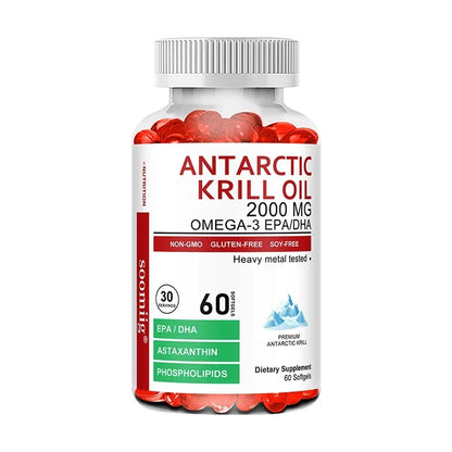 Antarctic Krill Oil - Supports Brain,Cardiovascular,Joint,Eye & Skin Health - Omega-3 EPA, DHA, Astaxanthin - 120...