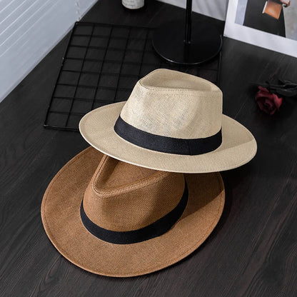 Panama hat men summer fashion travel vacation beach wide brim sun protection sun hat men's sun hat Panama hat women fashion