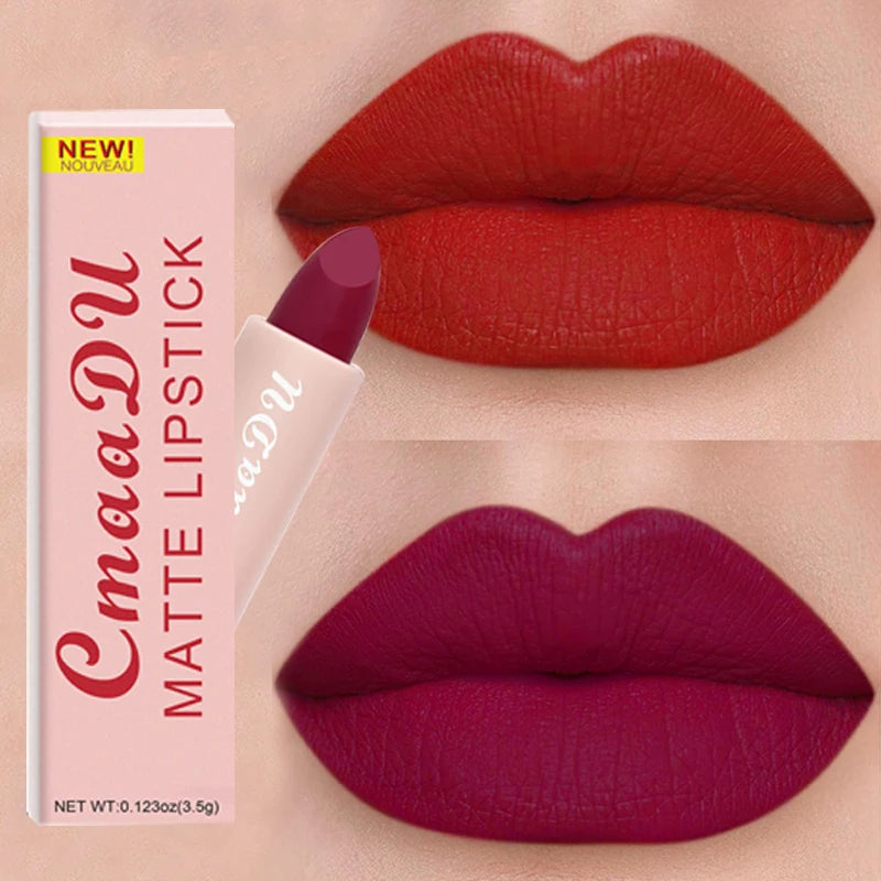 1pcsVelvet Matte Lipstick Waterproof Long-lasting Solid Matte Lip Gloss Non-Stick Cup Nude Pink Lipstick Sexy Cute Korean Makeup