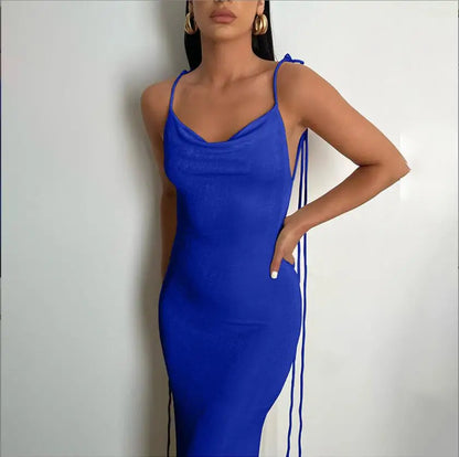 Sexy Halter Backless Long Summer Dresses Women 2025 Fashion Sundresses Purple Bodycon Maxi Nigth Club Party Dress Baddie...