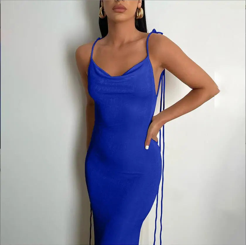 Sexy Halter Backless Long Summer Dresses Women 2025 Fashion Sundresses Purple Bodycon Maxi Nigth Club Party Dress Baddie...