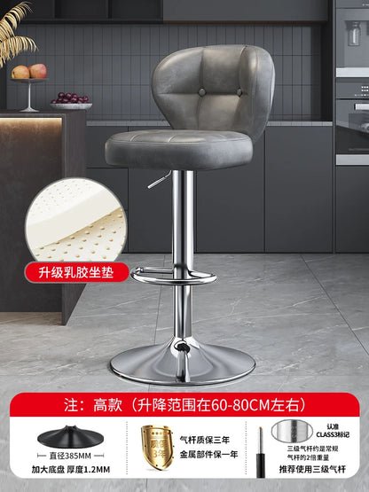 Leather Luxury Designer Bar Stools Minimalist Nordic Counter Gaming Bar Chairs With Back Comfortable Cadeira Trendy Furniture - Kimlud