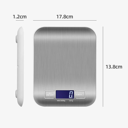 New 5kg/1g Portable Kitchen Scale Coffee Electronic Scale Stainless Steel Surface LCD Backlit Kitchen Food Scales Weighing Tool