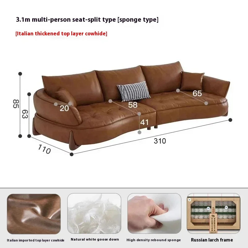 Wood Brown European Sofas Waterproof Armrest Luxury Floor Lounges Couch Puffs Nordic Designer Divani 2 Posti Unique Furniture - Kimlud