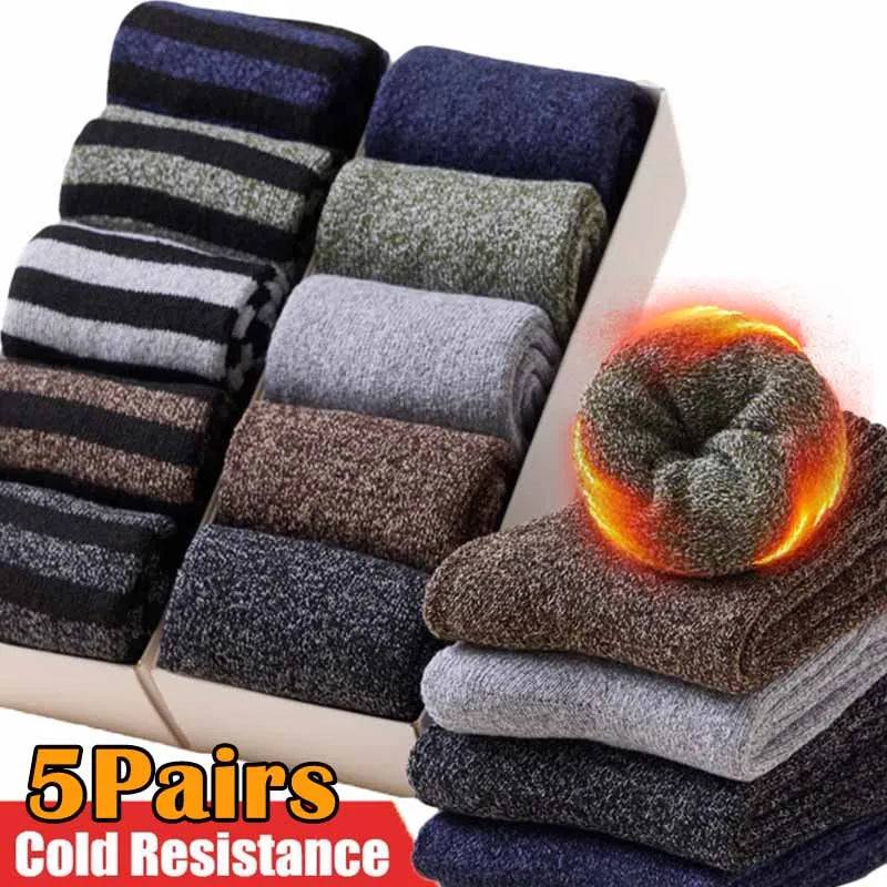 5Pairs Winter Thicken Wool Merino Socks Women Towel Keep Warm Winter Socks Cotton New Year Christmas Gift Russia Socks...